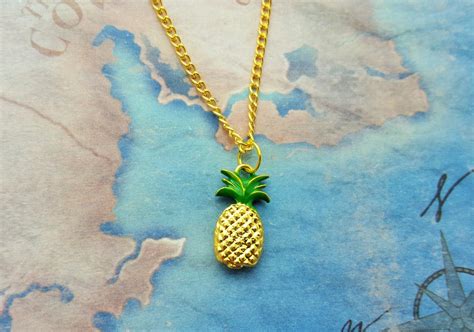 Pineapple Necklace Tropical Necklace Pineapple Charm Food Etsy