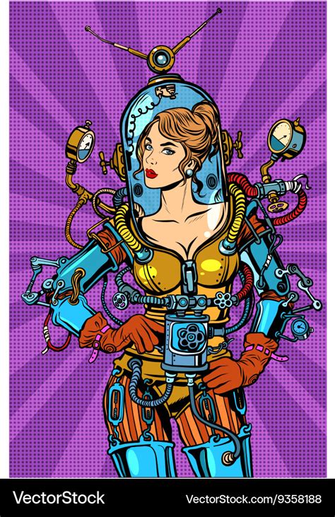 Beautiful Futuristic Girl In A Sexy Space Suit Vector Image