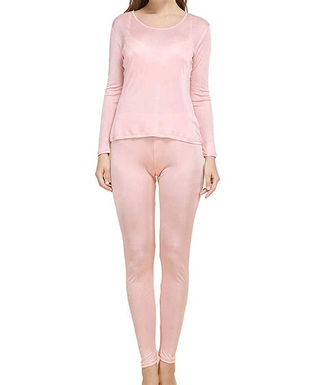 Women Mulberry Silk Thermal Underwear Sets Crewneck Jersey Long Johns Underwear Ebay