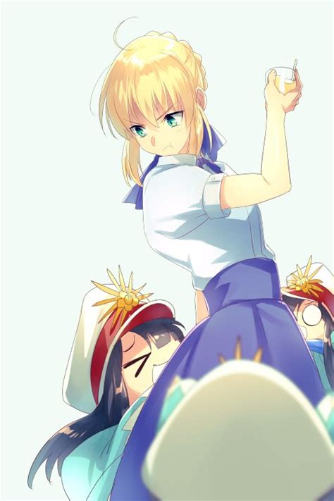 The Big Imageboard Tbib 1girl 4girls Ahoge Artoria Pendragon Fate Black Hair Blonde Hair