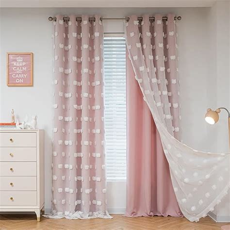 Amazon Mysky Home Pink Curtains For Living Room Inches Long Pom