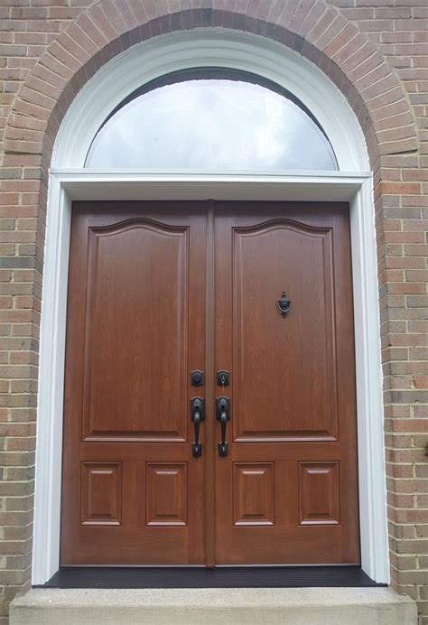 Provia Signet Fiberglass French Entry Door System With Custom Half Round Transom Installed In