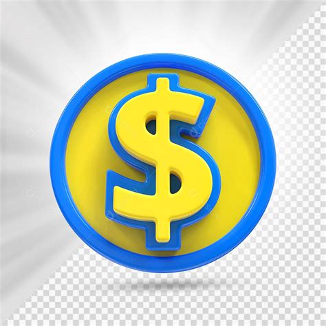 Moeda Amarelo e Azul Elemento 3D Para Composição PSD download Designi