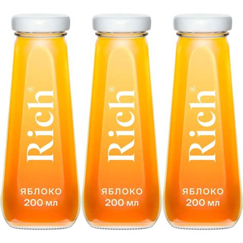Сок Rich яблочный 200 мл, набор: 3 штуки купить на OZON по низкой цене ...