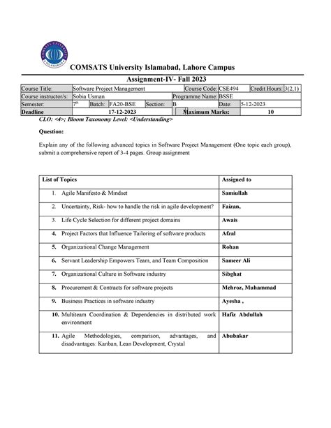 1 Statement Assign 4 B COMSATS University Islamabad Lahore