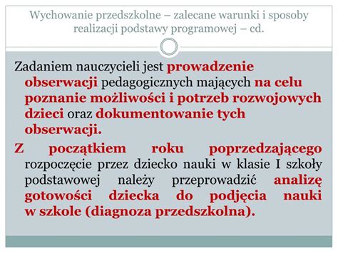 PPT Zalecane warunki i sposób realizacji podstawy programowej