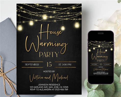 Housewarming Party Invitation Template, New Home Party Printable Invitations, Modern Elegant ...