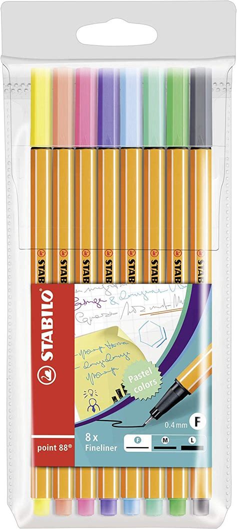 Fineliner STABILO Point 88 Wallet Of 8 Assorted Pastel Shades Amazon