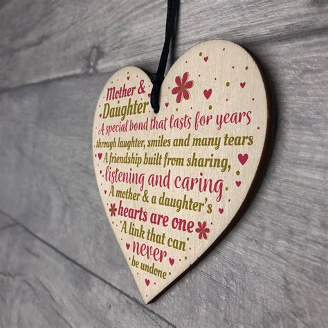 Mother Daughter Ts Handmade Wooden Heart Friendship Plaque Mum