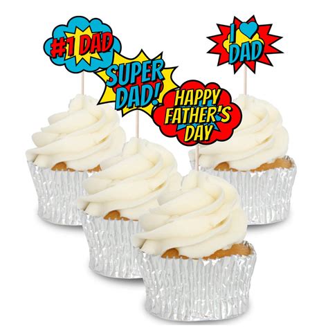 Father S Day Comic Signs Cupcake Toppers Tops Picks Pics 12pk By