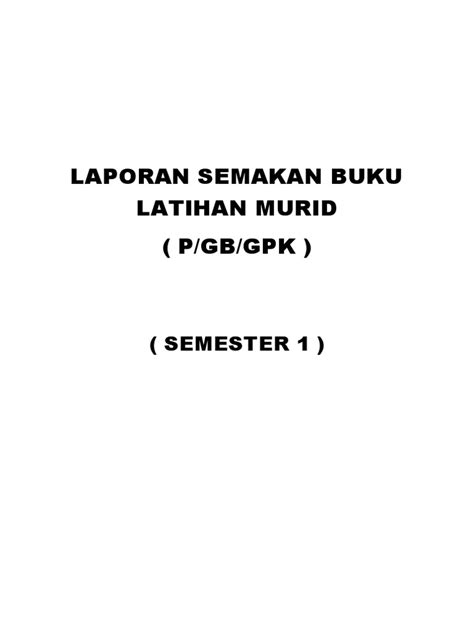 Laporan Semakan Buku Latihan Murid Pdf