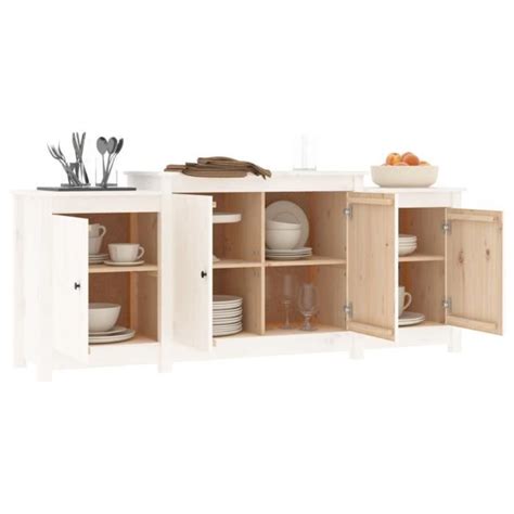 Zerodis Buffet Blanc 164x37x68 Cm Bois Massif De Pin HB042 Cdiscount