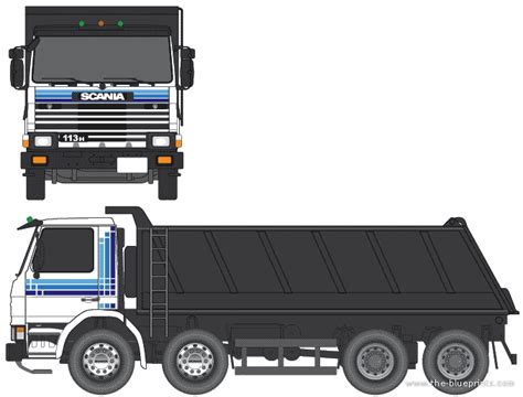 Scania 113 Dump Heavy Truck Blueprints Free Outlines