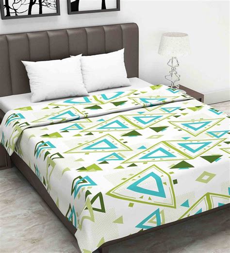 Buy White Geometric 120 GSM Double Bed Dohar By Divine Casa At 69 OFF