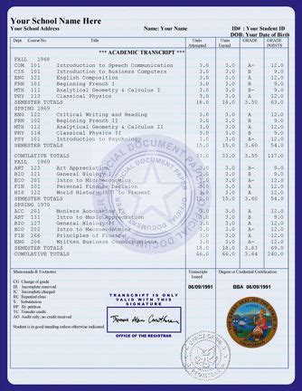 College Transcript Template Excel - Flyer Template