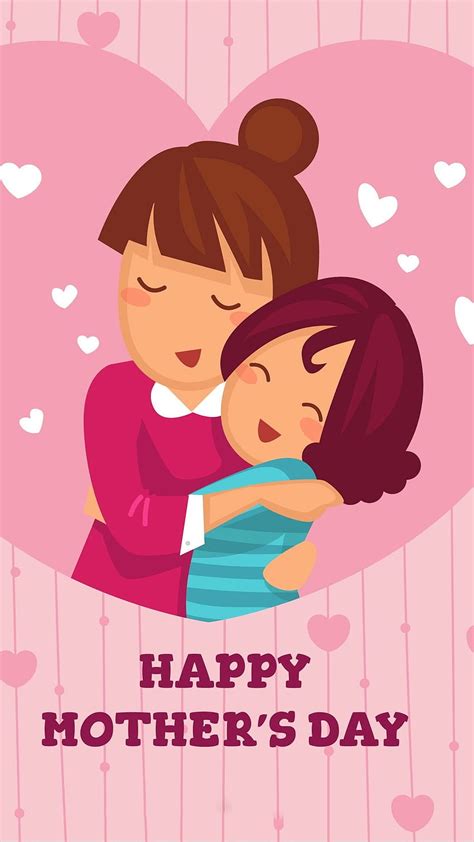 I Love You Mom Happy Mothers Day Cartoon Painting Hd Phone Wallpaper