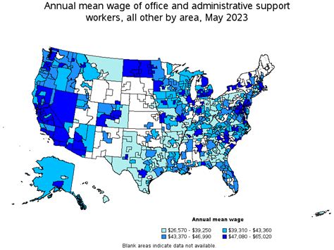 Map Of Annual Mean Wages Of Office And Administrative Support Workers