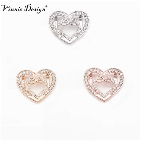 Vinnie Design Jewelry Big Size Crystal Heart Infinity Slide Charms Fit