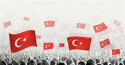 Premium Vector | Abstract crowd with flag of turkey peoples protest ...