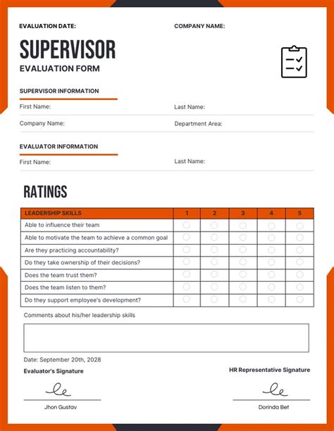 White Cinnabar Supervisor Evaluation Form Template Venngage