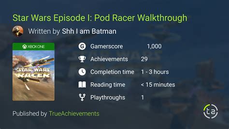 Star Wars Episode I: Racer Walkthrough - Complete Game Guide