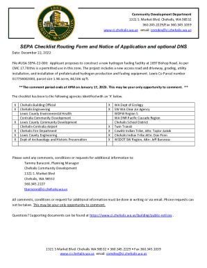 Fillable Online SEPA Checklist Routing Form And Notice Of Application