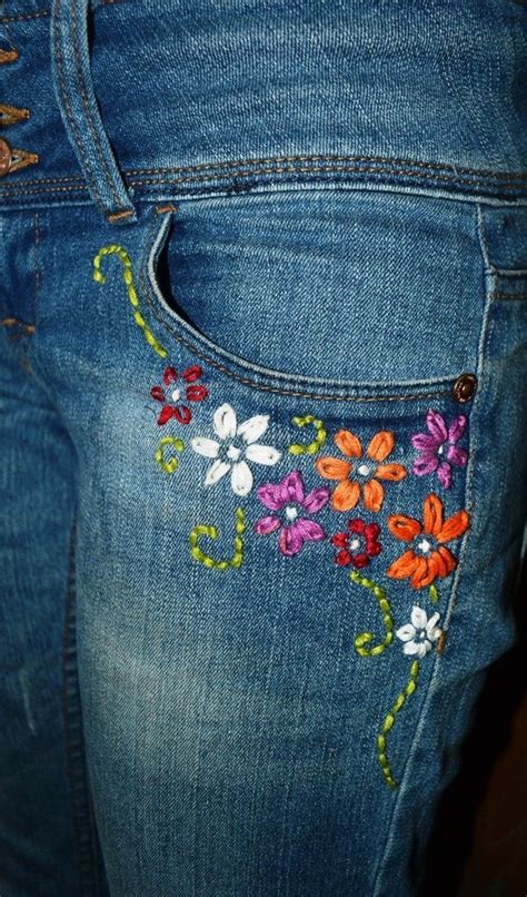 Upcycled Embroidered Jeans Embroidery On Clothes Denim Embroidery Embroidery Jeans