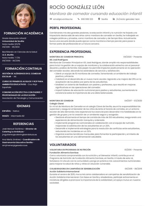 Curriculum Monitora De Comedor Ejemplos Y Gu A