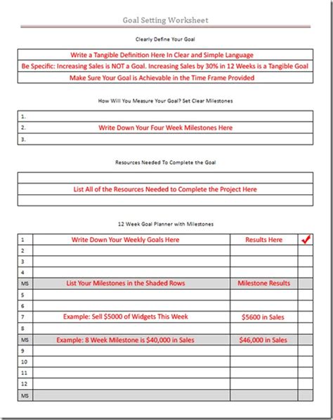 Goal Setting Worksheet - Personal Success Today