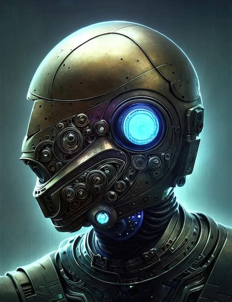 Premium Photo Gasmask Steampunk Portrait Of A Robot Cyborg In A