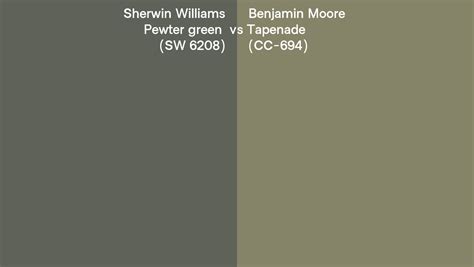 Sherwin Williams Pewter Green Sw 6208 Vs Benjamin Moore Tapenade Cc