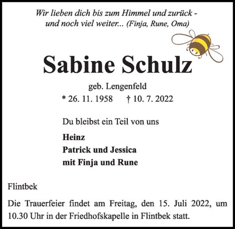 Traueranzeigen Von Sabine Schulz Trauer Anzeigen De