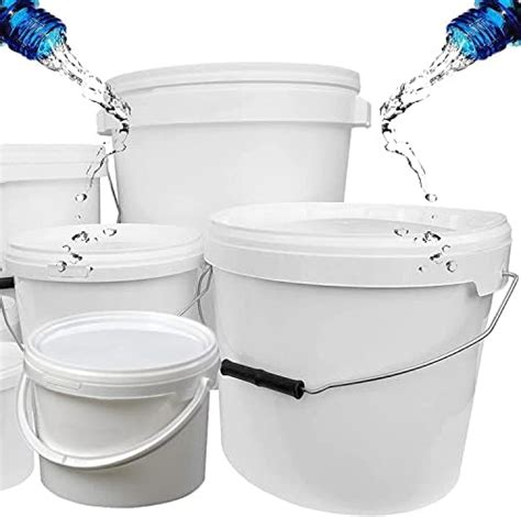 5 X 25 Litre Plastic Buckets With LIDS And Metal Handle Hard Wearing