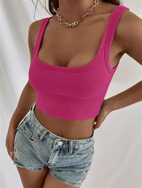 Solid Ribbed Crop Tank Top | Crop top outfits, Cropped tank top, Top ...