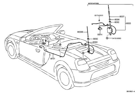 Toyota MR2 SPYDER Antenna, manual. POLE SUB - ASSEMBLY, PULL ...