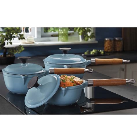 Cooks Professional Three Piece Cast Iron Saucepan Sets - Orange ...