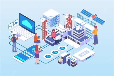 Premium Vector Isometric Telecommunication Network Vector Concept