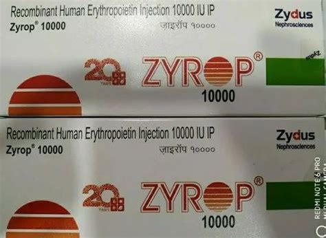 Zyrop 10000 Erythropoietin Injection Zydus 1x1 Packaging At Rs 750