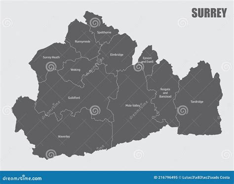 Surrey County Administrative Map Stock Vector - Illustration of ...