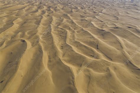 Aerial view of sand dunes in the desert, Dubai, UAE - Stock Image ...