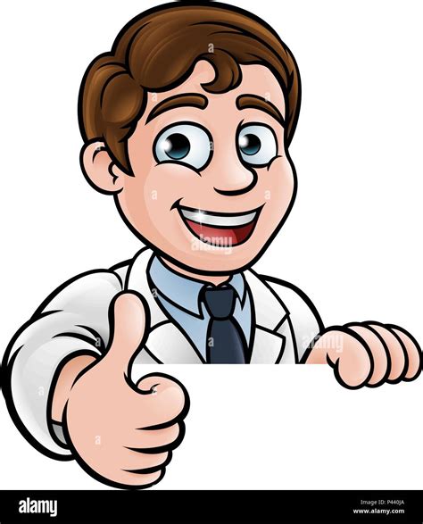 Thumbs Up Scientist Cartoon Character Sign Stock Vector Image Art Alamy