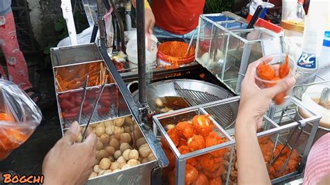 Philippines Street Food Kwek Kwek Squid Ball Fishball Fried Isaw