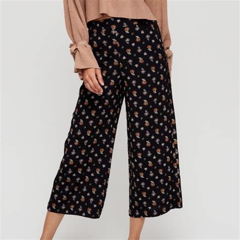 Wilfred Aritzia Faun Floral Wide Leg Tie Waist Pant S Gem