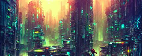 A Cyberpunk Cityscape In The Jungle By Cyril Rolando Stable