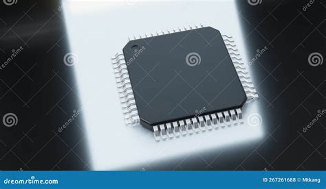 3d Render Of Microchip Or Semiconductor Chip For Computing Stock