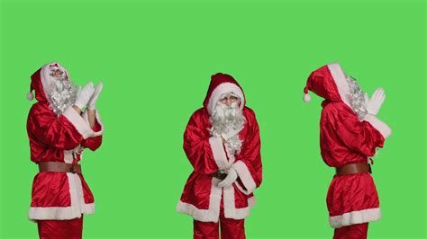 Cheerful Santa Claus Clapping Hands Cheering Stock Footage Sbv