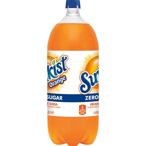 Sunkist Zero Sugar Orange Soda Pop 2 L Bottle