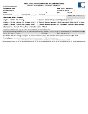 Fillable Online Psea NROLLMENT FORM FOR PERSONAL ACCIDENT INSURANCE