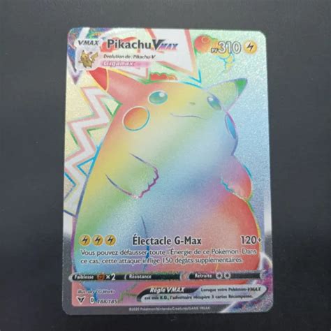 Carte Pok Mon Pikachu Vmax Rainbow Voltage Clatant