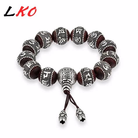 LKO S990 Sandalwood Traditional Tibetan Buddhism Bracelet Men Six Words